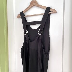 Mango Suit Black Dress with Open Back, Metal Buckles, and Thick Straps